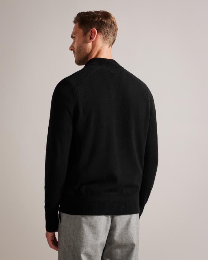 Pull Ted Baker Cashmere Polo Neck Noir Homme | YAV-30678180